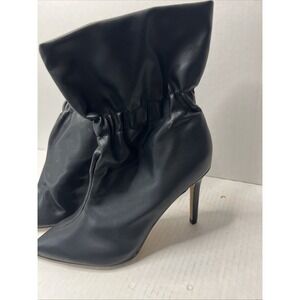 Express Women's Size 8 Black Leather Slouch  Ankle Boot Heels Stilletos NEW!